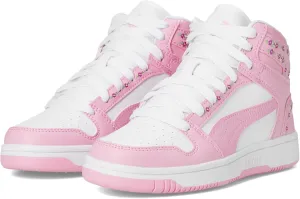 PUMA Rebound Layup Mid (Big Kid) Sneaker, White/Pink Lilac, 5 US Unisex