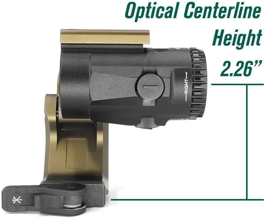 Quick Detach Flip-to-Side Magnifier Mount, 2.26" Centerline Height, Fits EOTech G43/G45, Vortex VMX-3T, CNC 6068 Aluminum