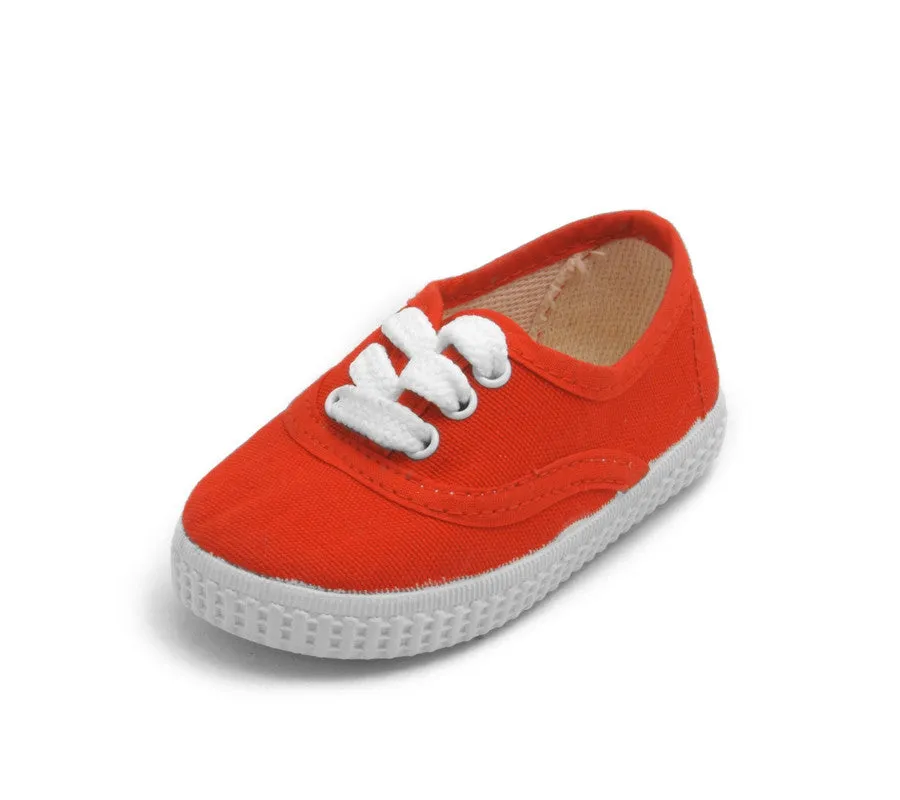 Red Lace Up Canvas Trainer