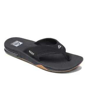 Reef Men's Fanning Bottle Opener Black / Silver Flip Flop Sandal