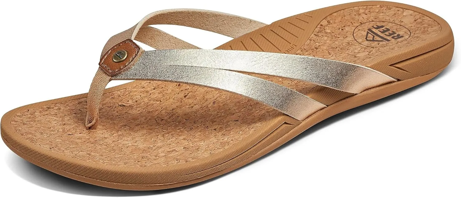 REEF Pacific Joy Women's Flip Flop, Vegan Leather Strap and Soft Cushion Footbed