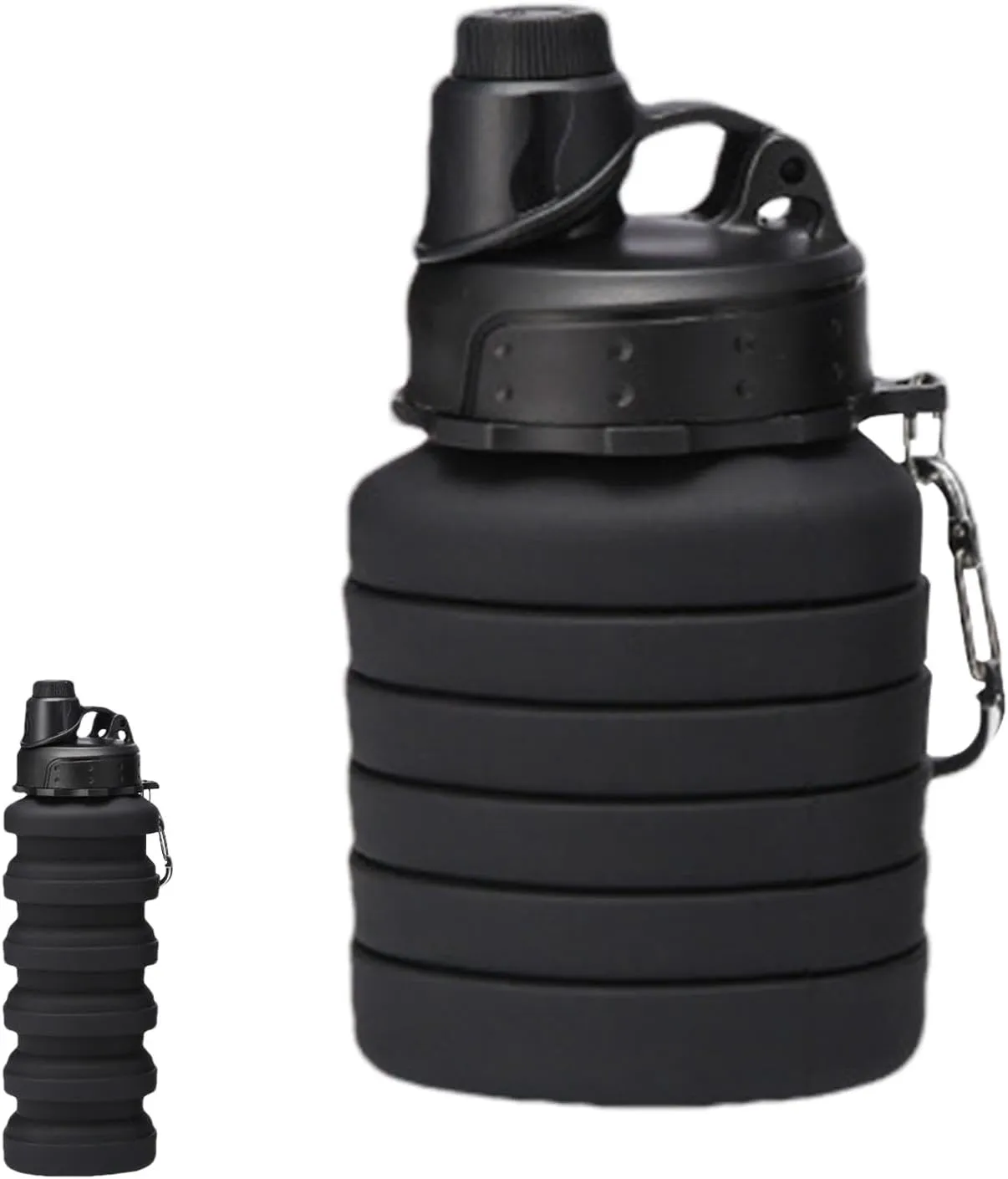 Retractable Water Bottle - Silicone Travel Water Bottle - Portable Camping Water Bottle, Reusable Sports Water Bottle With Carabiner 700ml For Camping, Hiking Outdoor Sport
