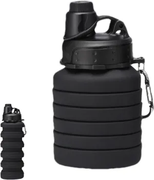 Retractable Water Bottle - Silicone Travel Water Bottle - Portable Camping Water Bottle, Reusable Sports Water Bottle With Carabiner 700ml For Camping, Hiking Outdoor Sport