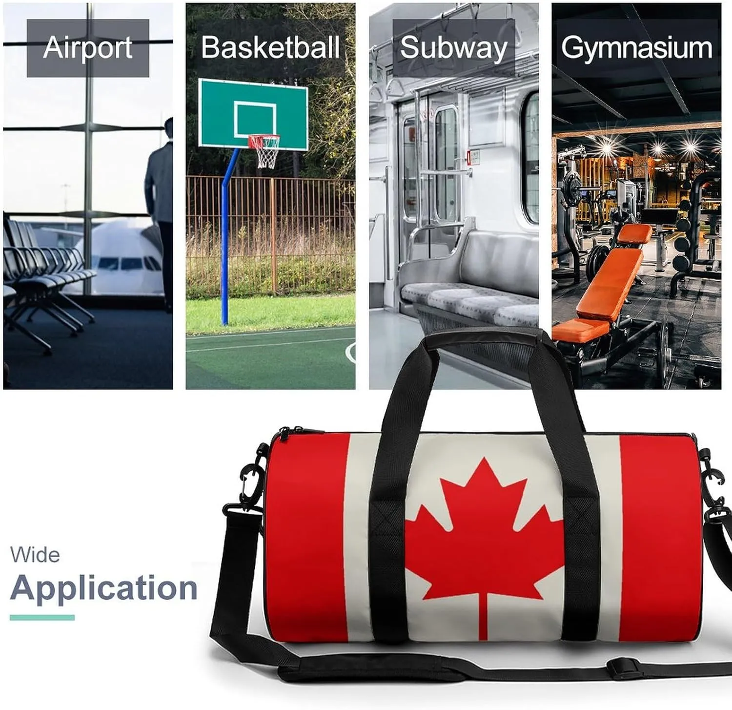 Retro Canada Flag Pattern Gym Bag Small Travel Duffle Bag with Compartment Carry On Weekender Bag for Women Men