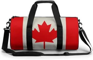 Retro Canada Flag Pattern Gym Bag Small Travel Duffle Bag with Compartment Carry On Weekender Bag for Women Men
