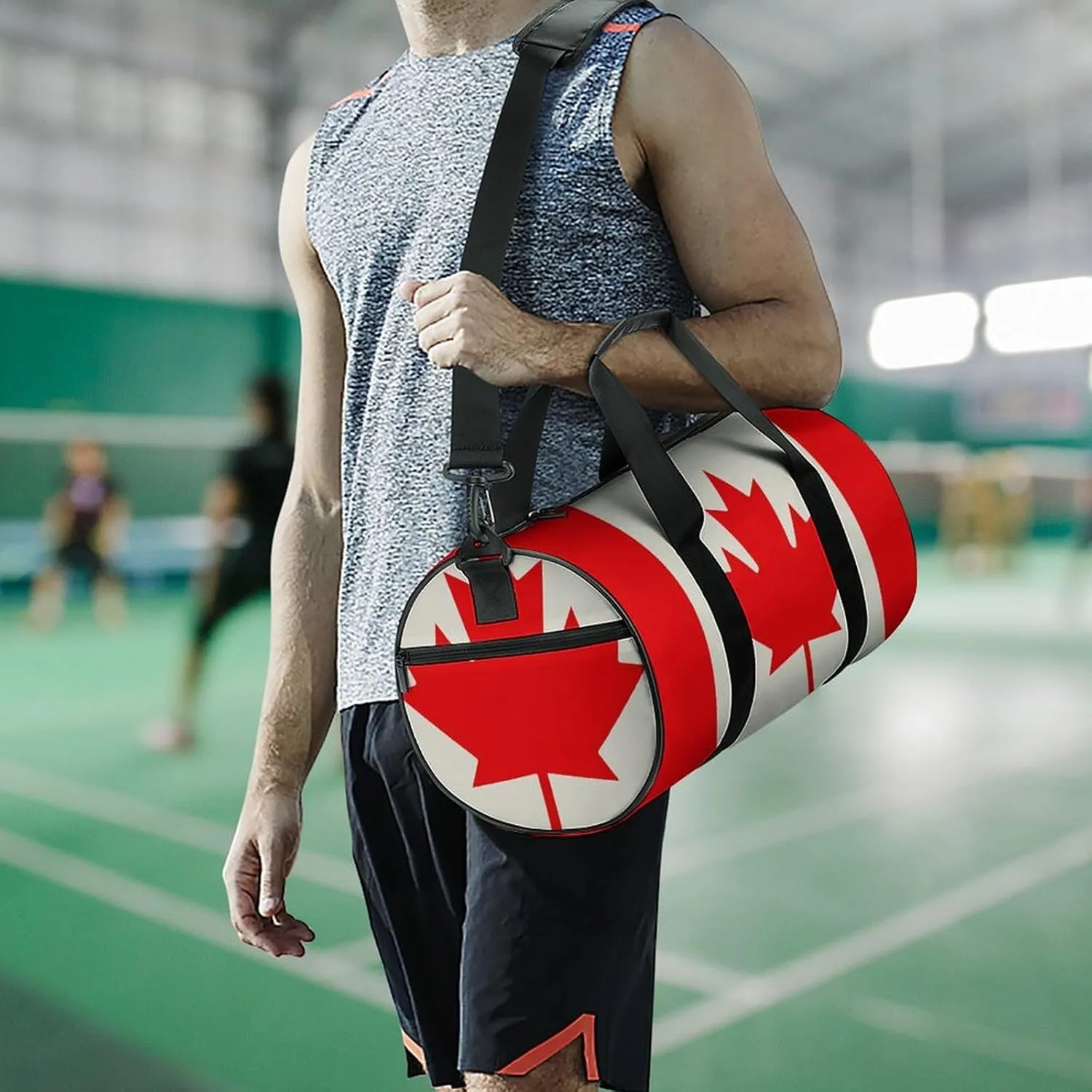 Retro Canada Flag Pattern Gym Bag Small Travel Duffle Bag with Compartment Carry On Weekender Bag for Women Men