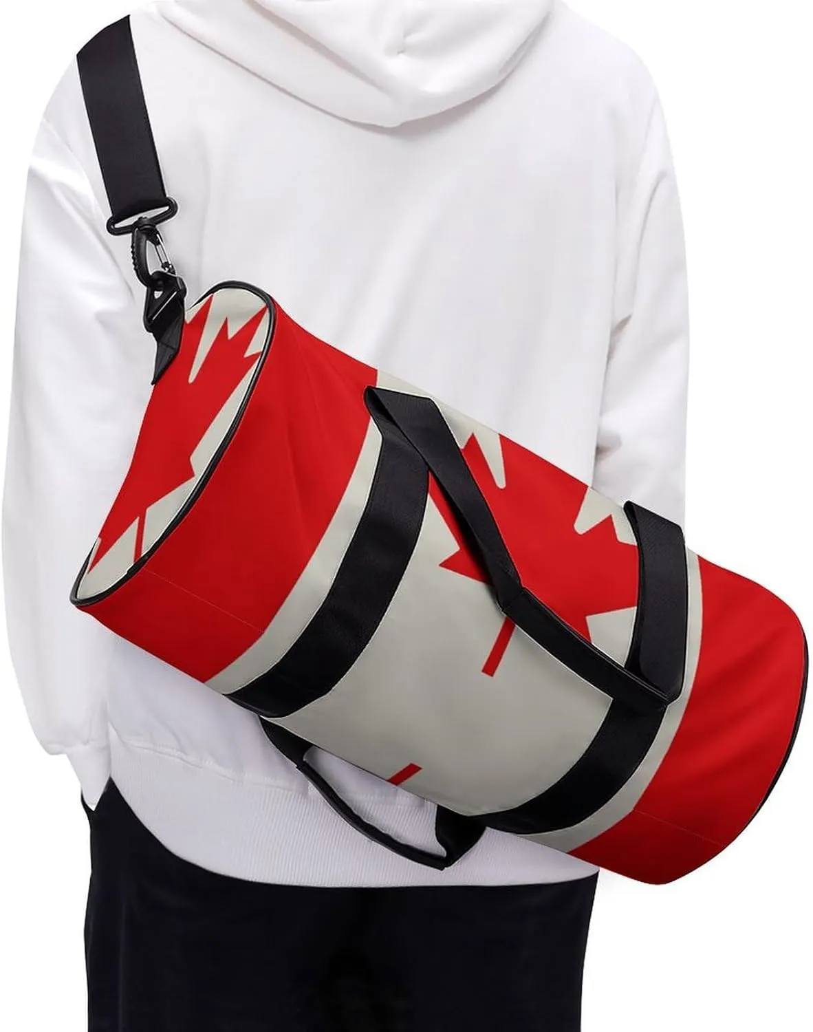 Retro Canada Flag Pattern Gym Bag Small Travel Duffle Bag with Compartment Carry On Weekender Bag for Women Men