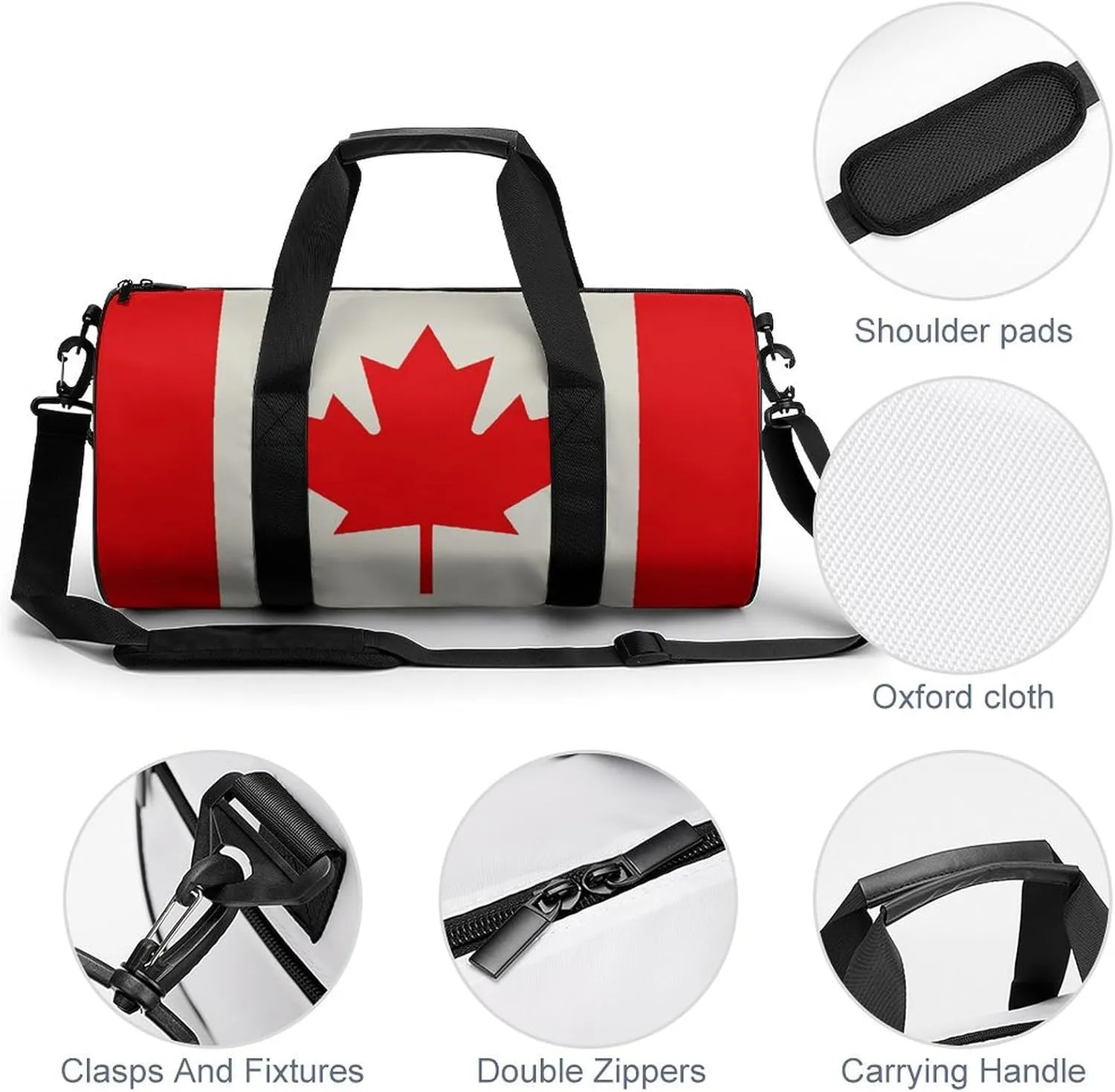 Retro Canada Flag Pattern Gym Bag Small Travel Duffle Bag with Compartment Carry On Weekender Bag for Women Men