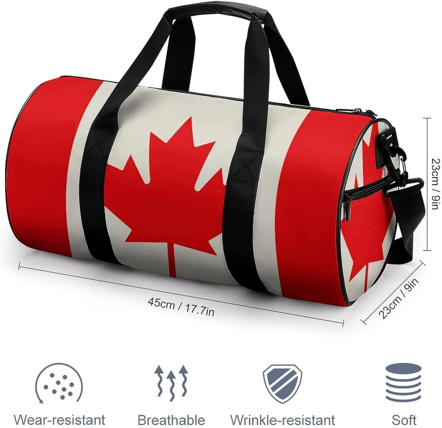 Retro Canada Flag Pattern Gym Bag Small Travel Duffle Bag with Compartment Carry On Weekender Bag for Women Men