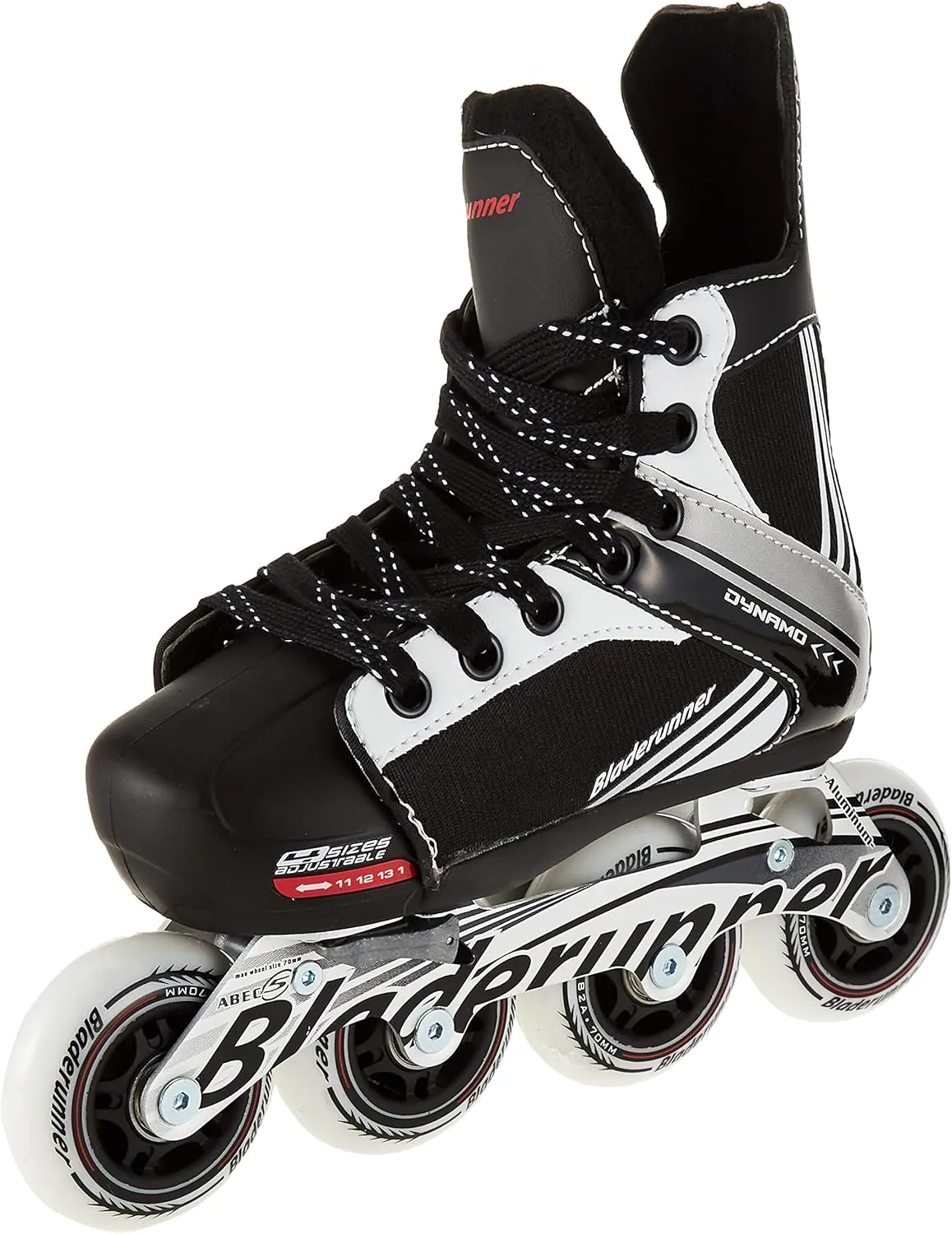 Rollerblade Bladerunner Dynamo Jr Size Adjustable Hockey Inline Skate, Black and Red, Inline Skates