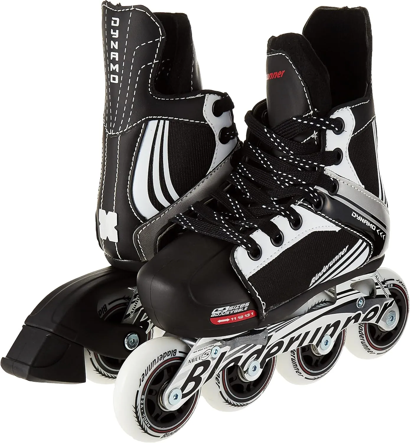 Rollerblade Bladerunner Dynamo Jr Size Adjustable Hockey Inline Skate, Black and Red, Inline Skates