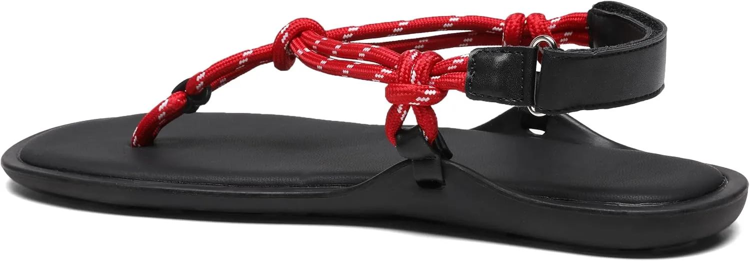 Rope Flip Flop Sandals for Women Adjustable T Strap Slip on Comfortable Thong Sandals Women Dressy