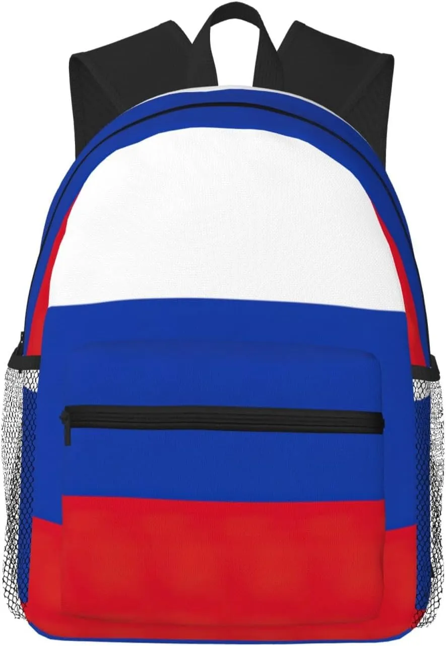Russian Flag College Backpack For Women Men,Lightweight Travel Bag Backpack With Pockets for Women Men