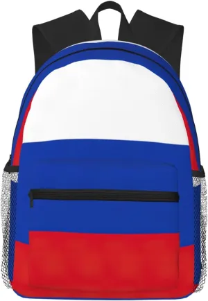 Russian Flag College Backpack For Women Men,Lightweight Travel Bag Backpack With Pockets for Women Men