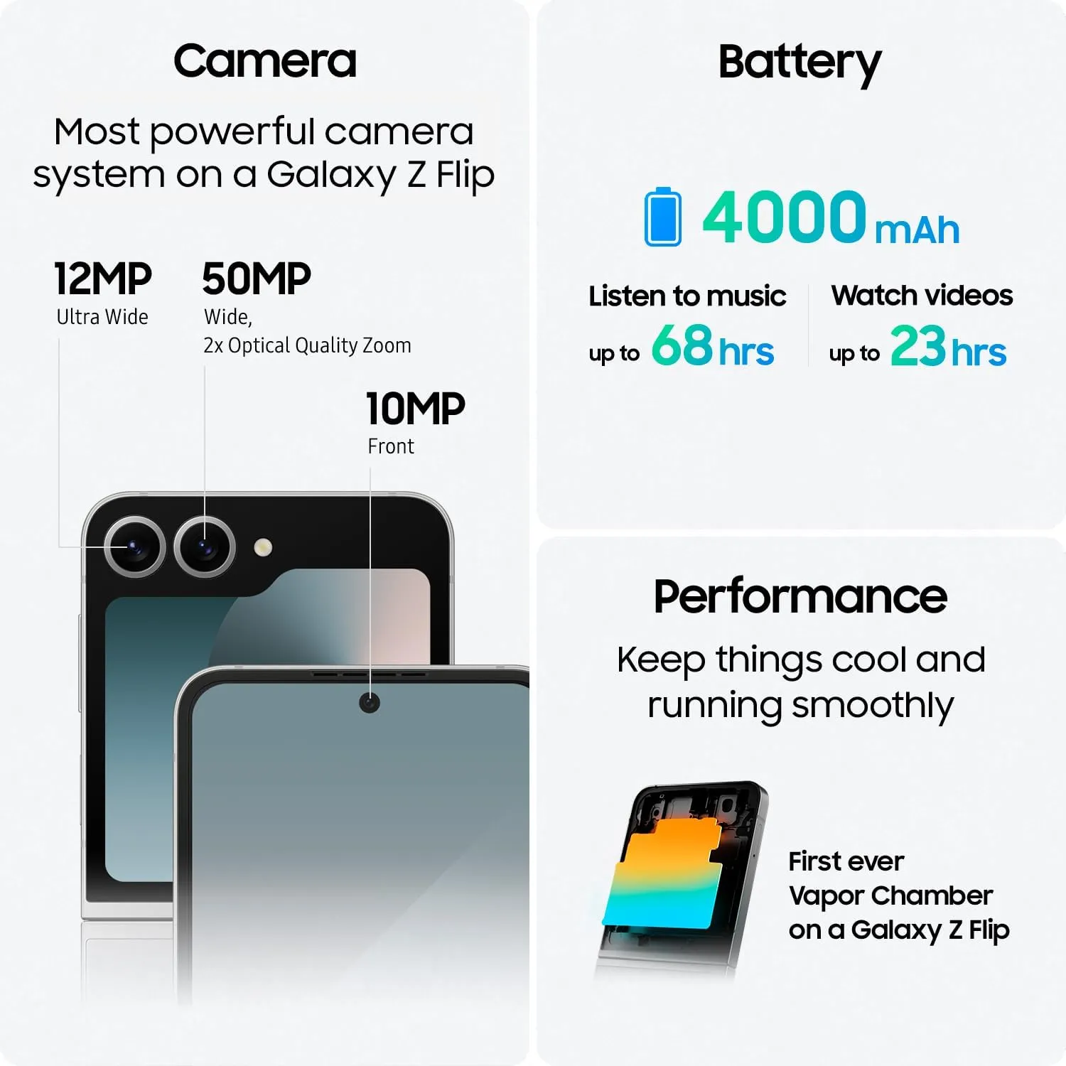 SAMSUNG Galaxy Z Flip 6 AI Cell Phone, 256GB Unlocked Android Smartphone, FlexCam, Photo Assist, Camcorder Mode, Live Interpreter, Foldable Design, 2024, US 1 Yr Manufacturer Warranty, Blue