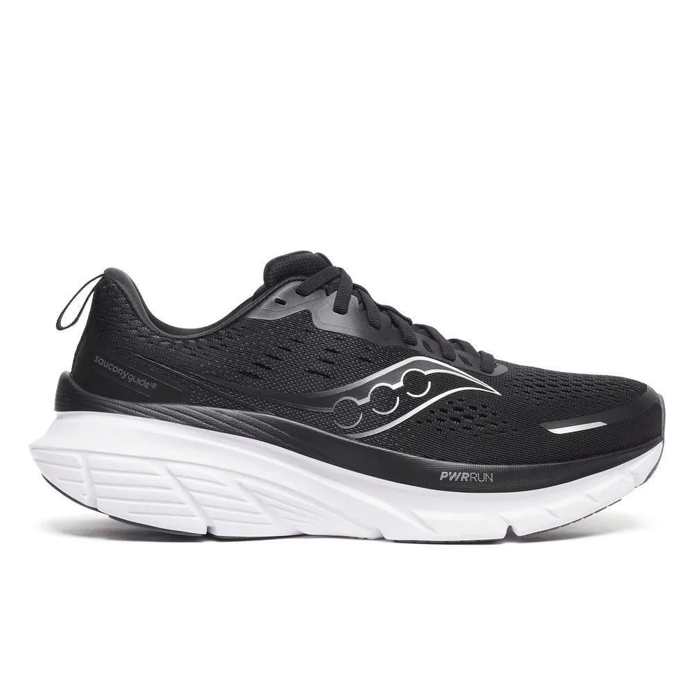 Saucony Guide 18(Wide)- Men's Lace Trainer in Black/White