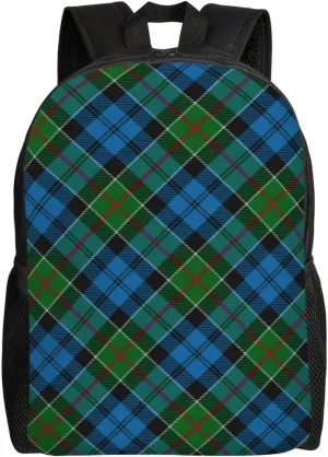 Scots Style Clan Colquhoun Tartan Plaid Minimalist Laptop Backpack – Waterproof Business Travel Bag, Breathable Design, Modern Work & Leisure
