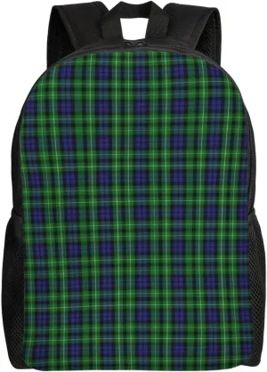 Scottish Clan Graham Tartan Plaid Minimalist Laptop Backpack – Waterproof Business Travel Bag, Breathable Design, Modern Work & Leisure