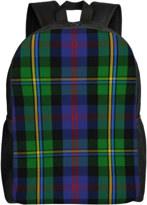 Scottish Clan Malcolm Tartan Plaid Minimalist Laptop Backpack – Waterproof Business Travel Bag, Breathable Design, Modern Work & Leisure