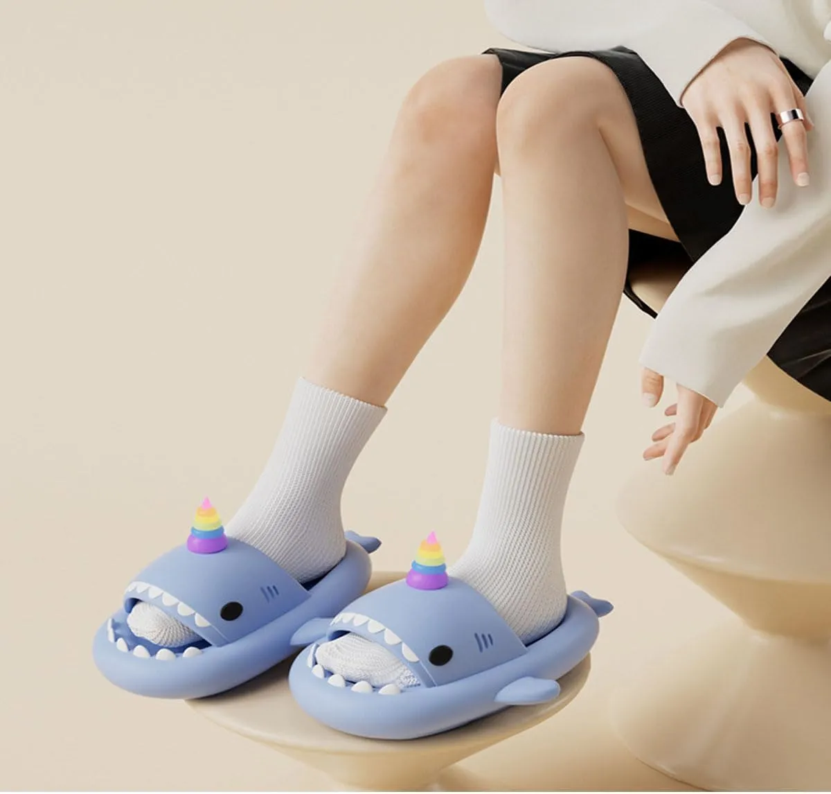Shark Slides,Unicorn Shark Slippers,Anti-Slip Quick Drying,Indoor And Outdoor Thick-Soled Slippers Soft-Soled Home Sandals