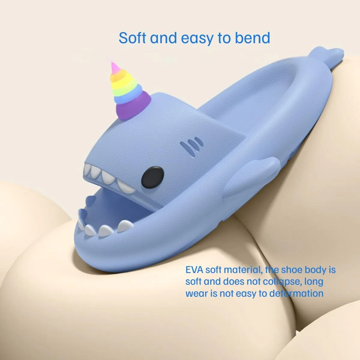 Shark Slides,Unicorn Shark Slippers,Anti-Slip Quick Drying,Indoor And Outdoor Thick-Soled Slippers Soft-Soled Home Sandals