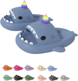 Shark Slides,Unicorn Shark Slippers,Anti-Slip Quick Drying,Indoor And Outdoor Thick-Soled Slippers Soft-Soled Home Sandals