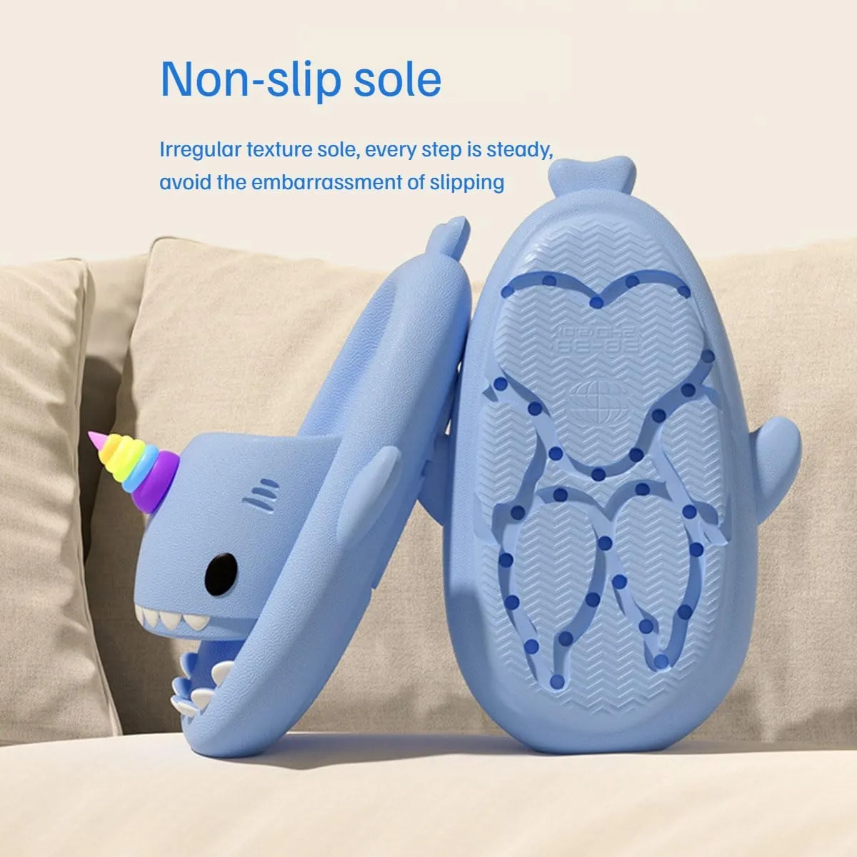 Shark Slides,Unicorn Shark Slippers,Anti-Slip Quick Drying,Indoor And Outdoor Thick-Soled Slippers Soft-Soled Home Sandals