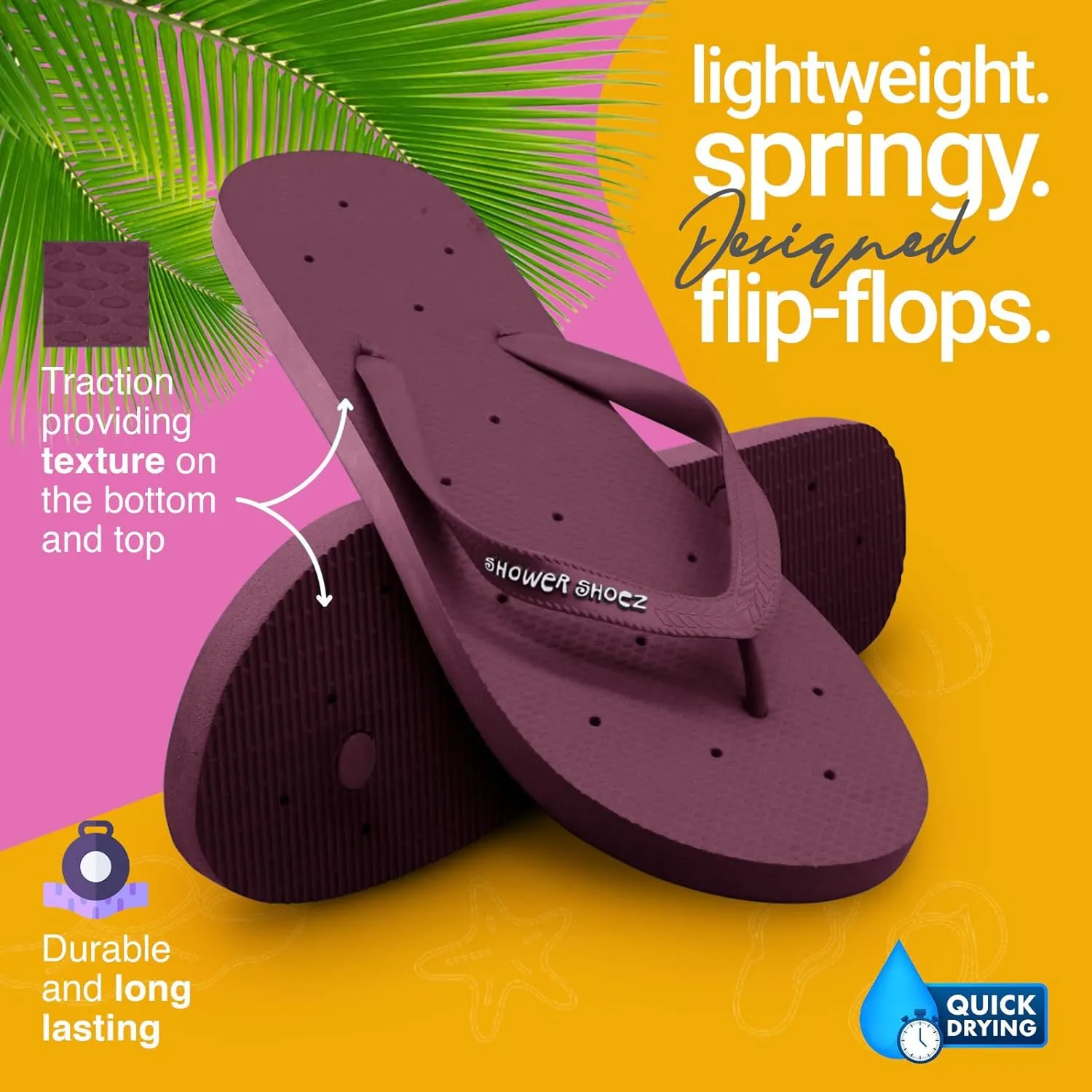Shower Shoez Women's Non-Slip Pool Dorm Water Sandals Flip Flops