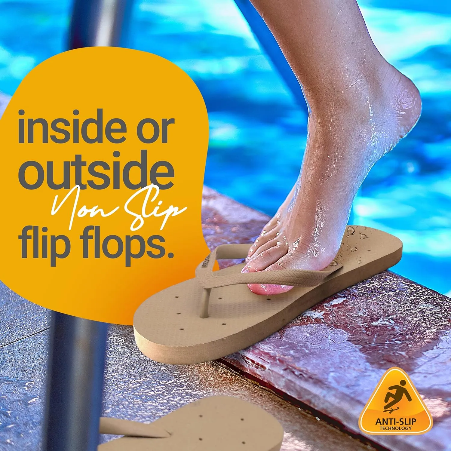 Shower Shoez Women's Non-Slip Pool Dorm Water Sandals Flip Flops