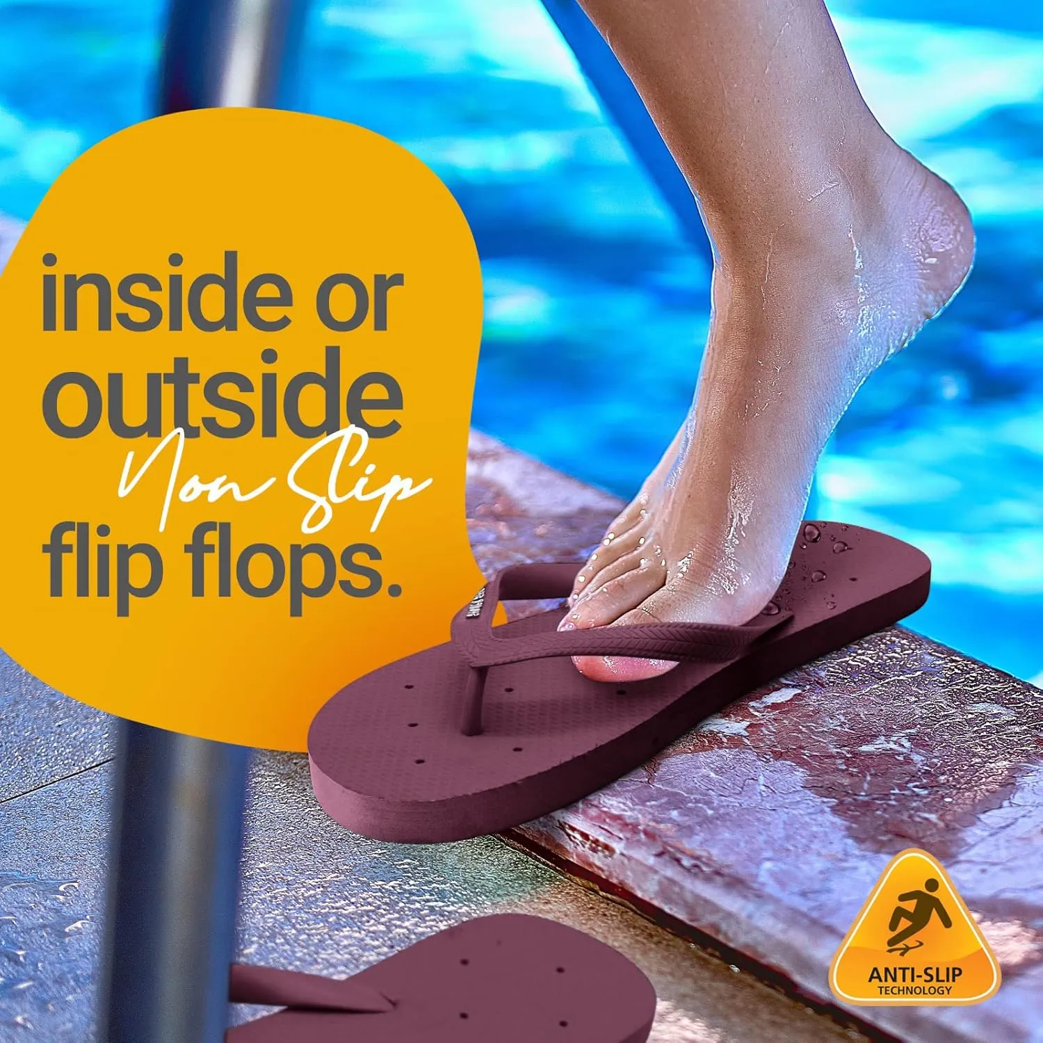 Shower Shoez Women's Non-Slip Pool Dorm Water Sandals Flip Flops