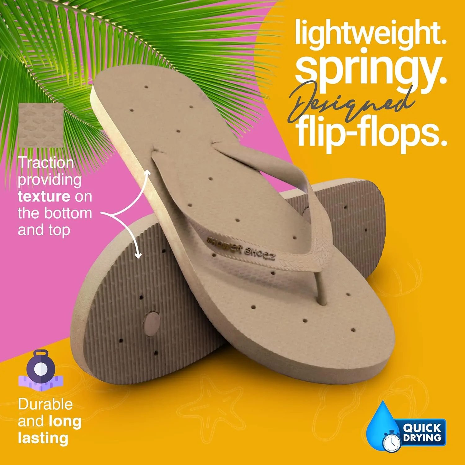 Shower Shoez Women's Non-Slip Pool Dorm Water Sandals Flip Flops