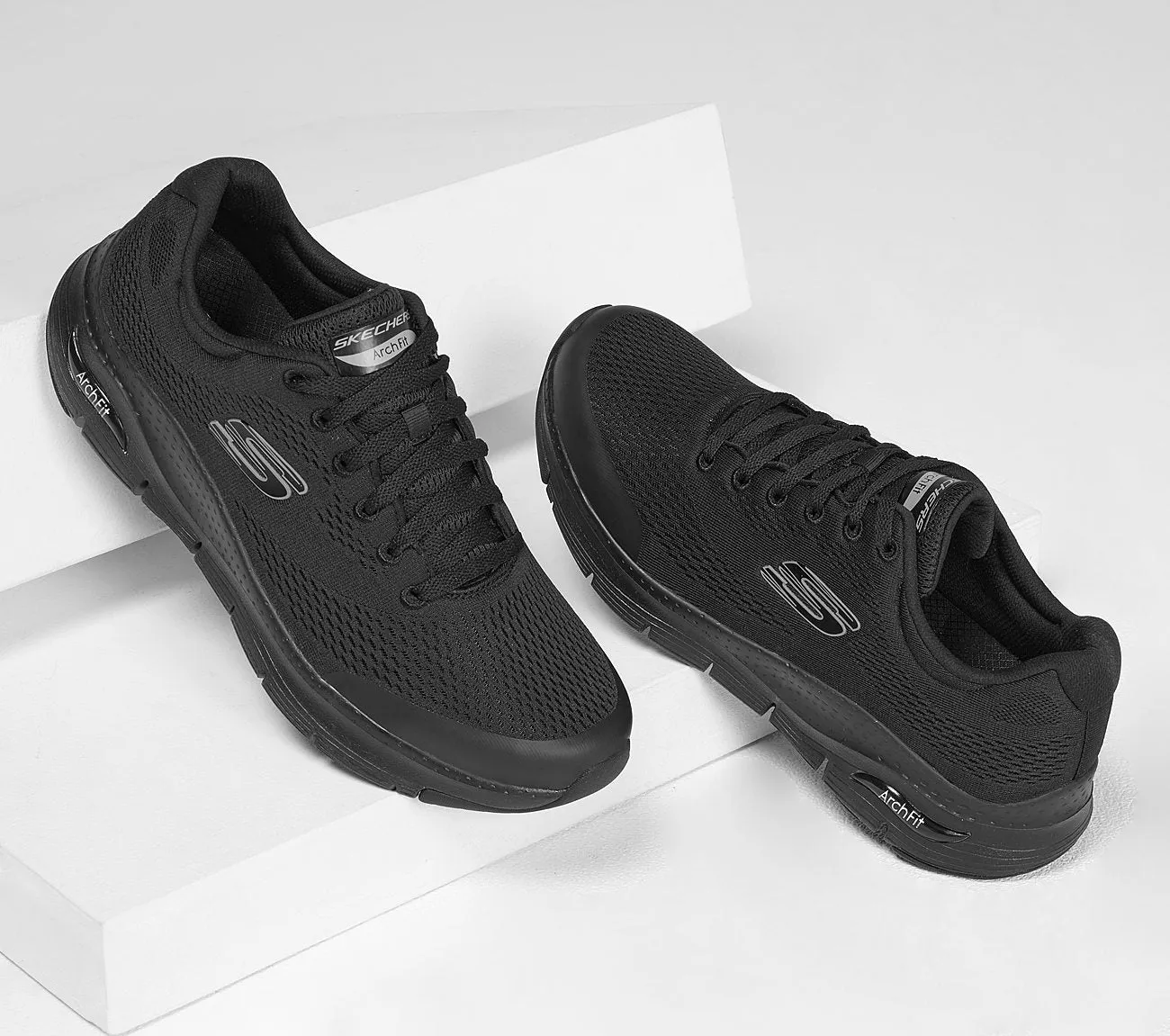 Skechers Mens Arch Fit Black Lace Up Trainer Shoes 232040/BBK