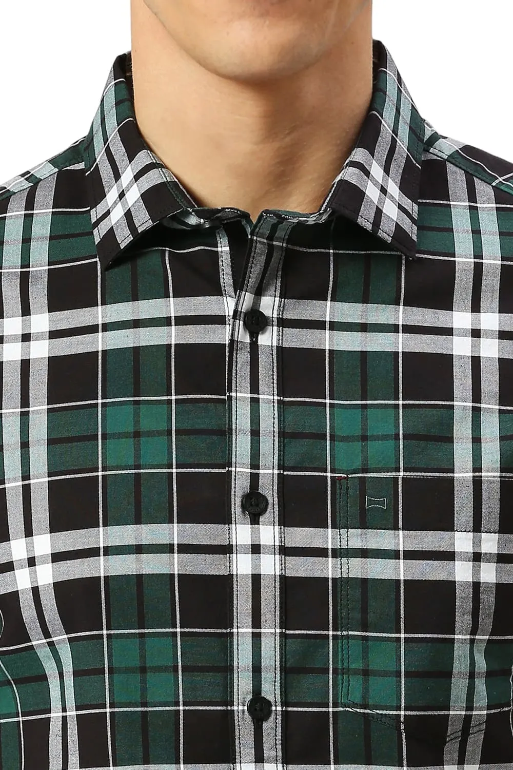 Slim Fit Cotton Oxford Checks Shirt