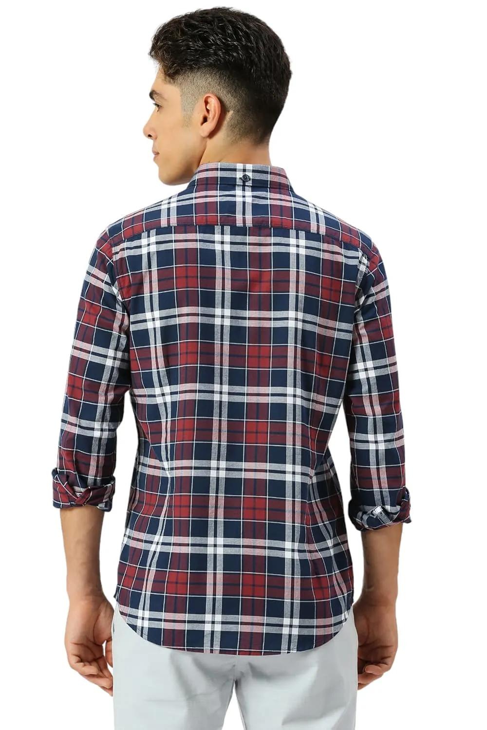 Slim Fit Cotton Oxford Checks Shirt