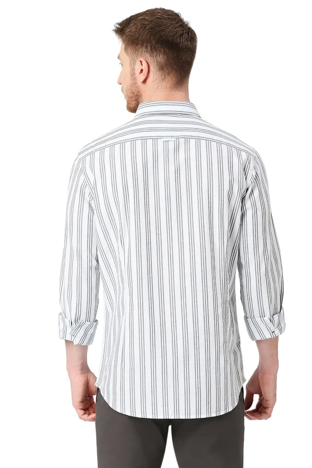 Slim Fit Cotton Oxford Stripes Shirt