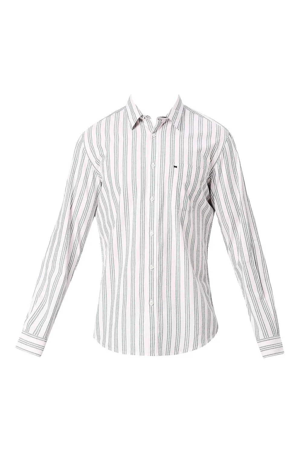 Slim Fit Cotton Oxford Stripes Shirt