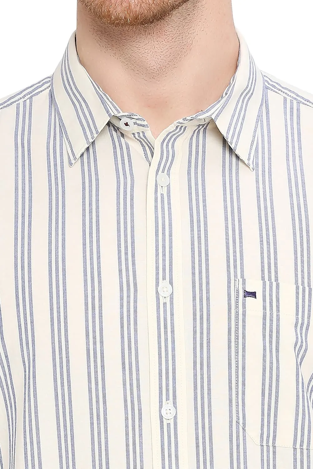 Slim Fit Cotton Oxford Stripes Shirt