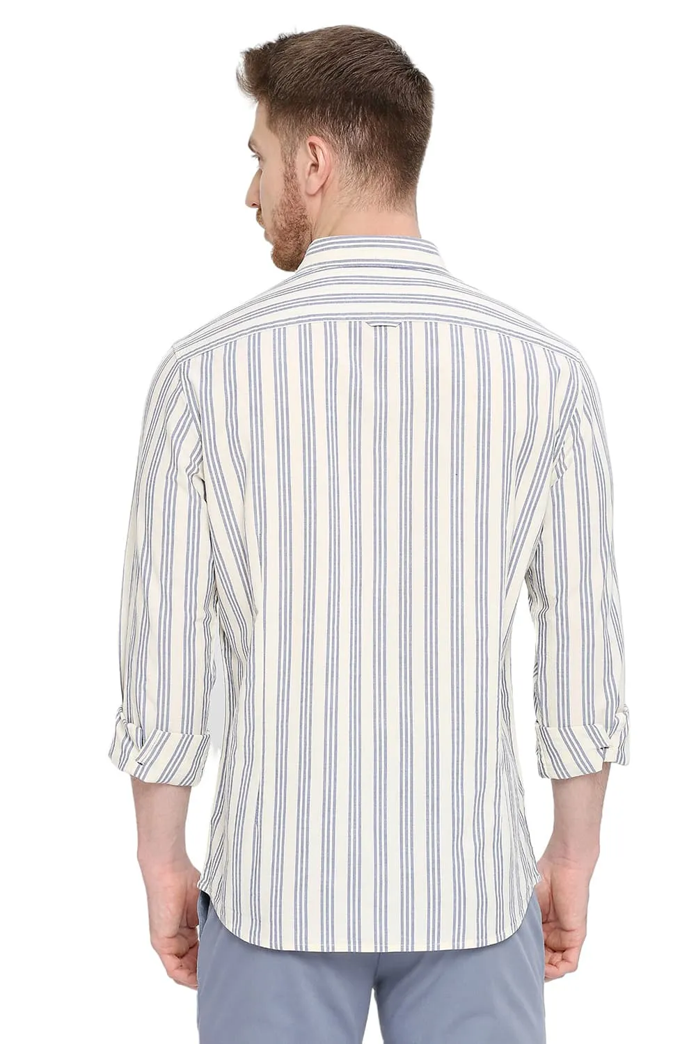 Slim Fit Cotton Oxford Stripes Shirt