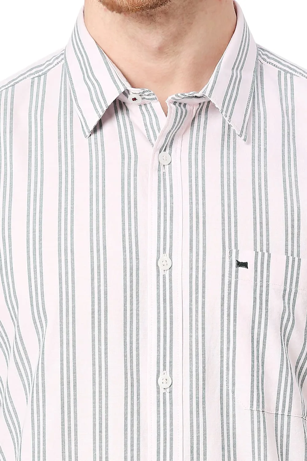 Slim Fit Cotton Oxford Stripes Shirt
