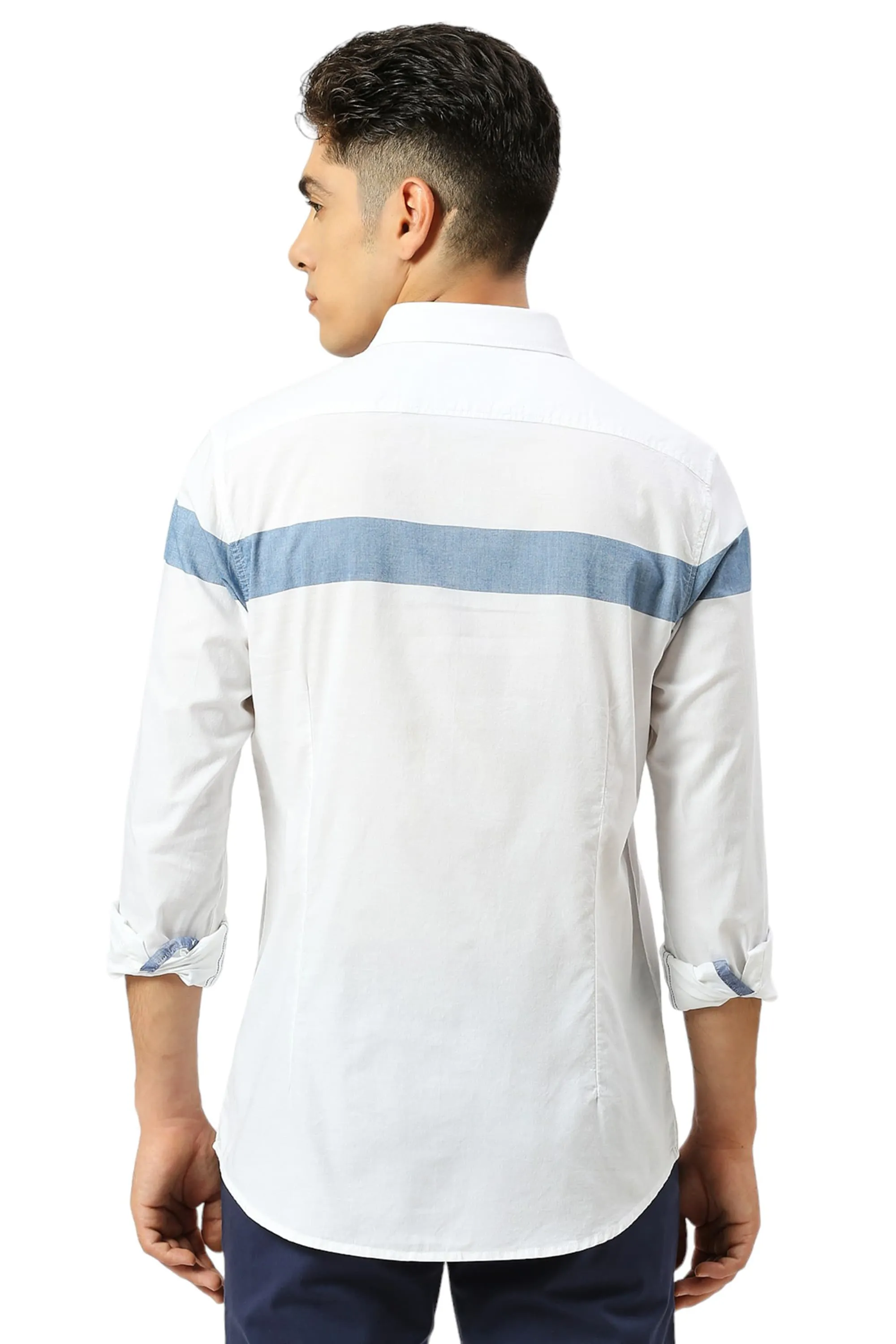 Slim Fit Cotton Oxford Weft Engineering Stripe Shirt