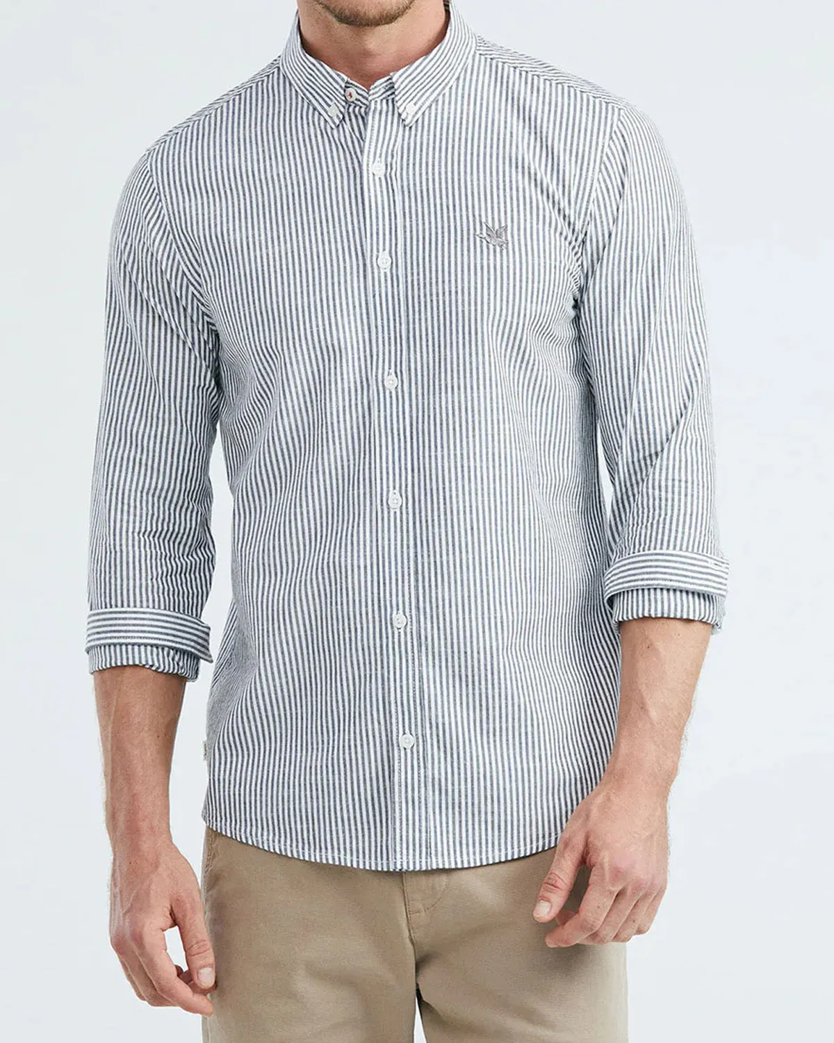 SLIM FIT STRIPED COTTON SHIRT IN BLUE