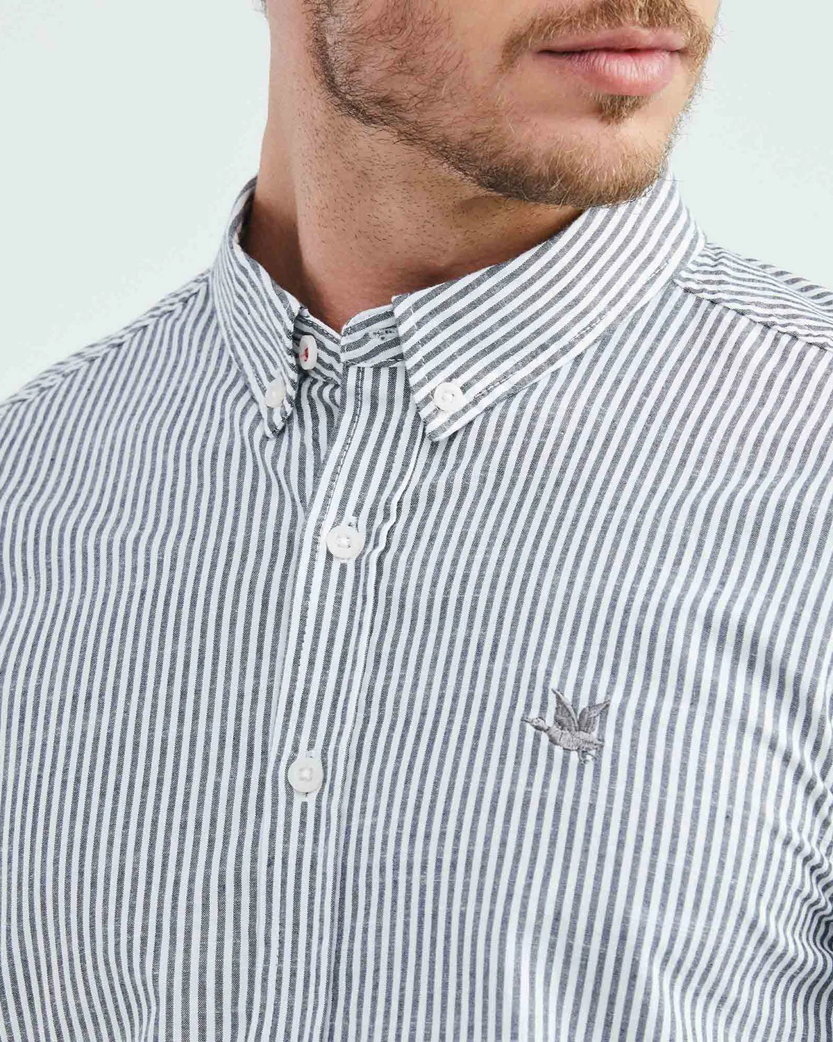 SLIM FIT STRIPED COTTON SHIRT IN BLUE