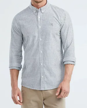 SLIM FIT STRIPED COTTON SHIRT IN BLUE