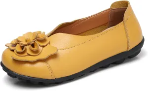 Slip On Loafers for Women Comfortable Walking Work Flats Shoes Soft Cushion Leather Loafers Cute Bow Flower Flat Driving Shoes Indoor Outdoor for Summer