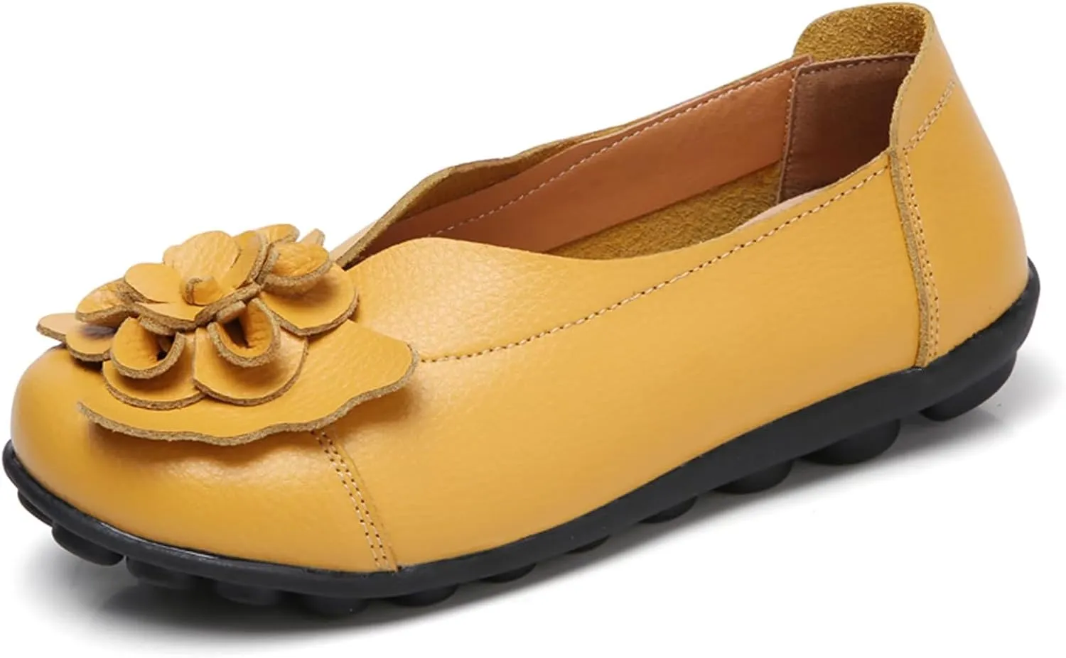 Slip On Loafers for Women Comfortable Walking Work Flats Shoes Soft Cushion Leather Loafers Cute Bow Flower Flat Driving Shoes Indoor Outdoor for Summer