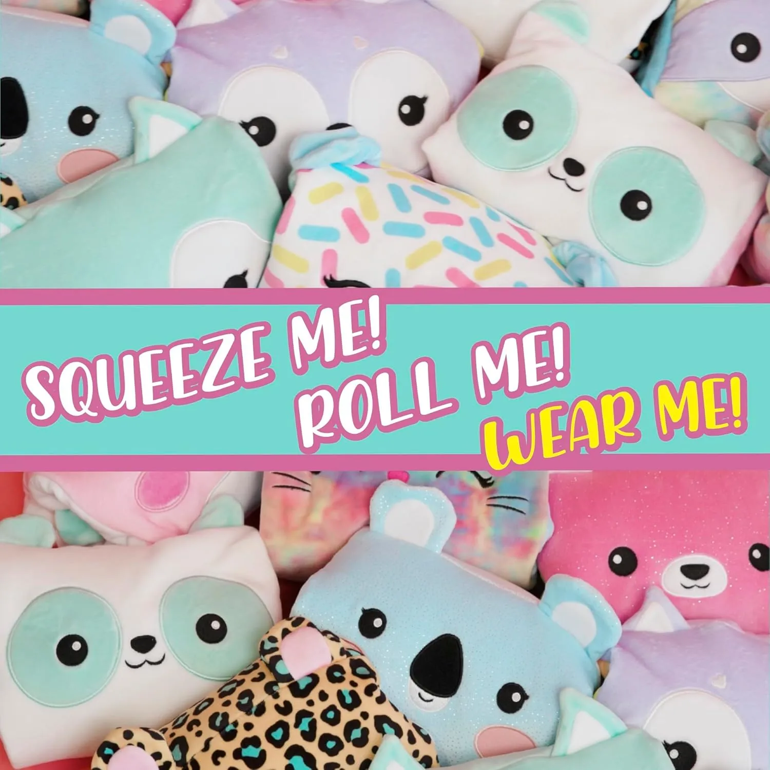 SmooshMiez - 2 in 1 Reversible Stuffed Animal Plushie - Cute Emotional Support Plush, Unicorn   Leopard, 9 inch