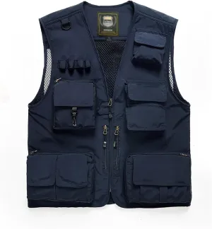 Spanye Mens Fishing Hunting Vest Outdoor Travel Utility Vest Tactical Work Jacket Multi Pocket