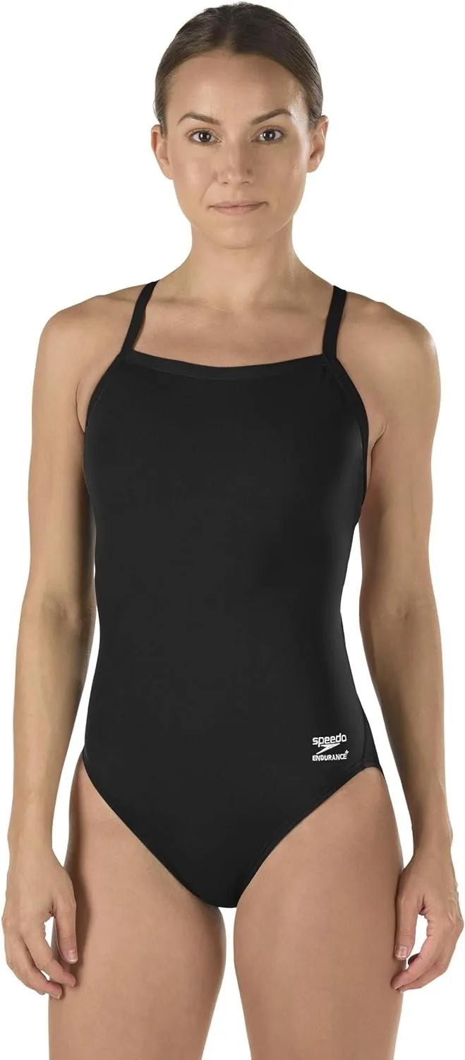Speedo Swimsuit One Piece Endurance  Flyback Adult Team Colors Black/Black, 34