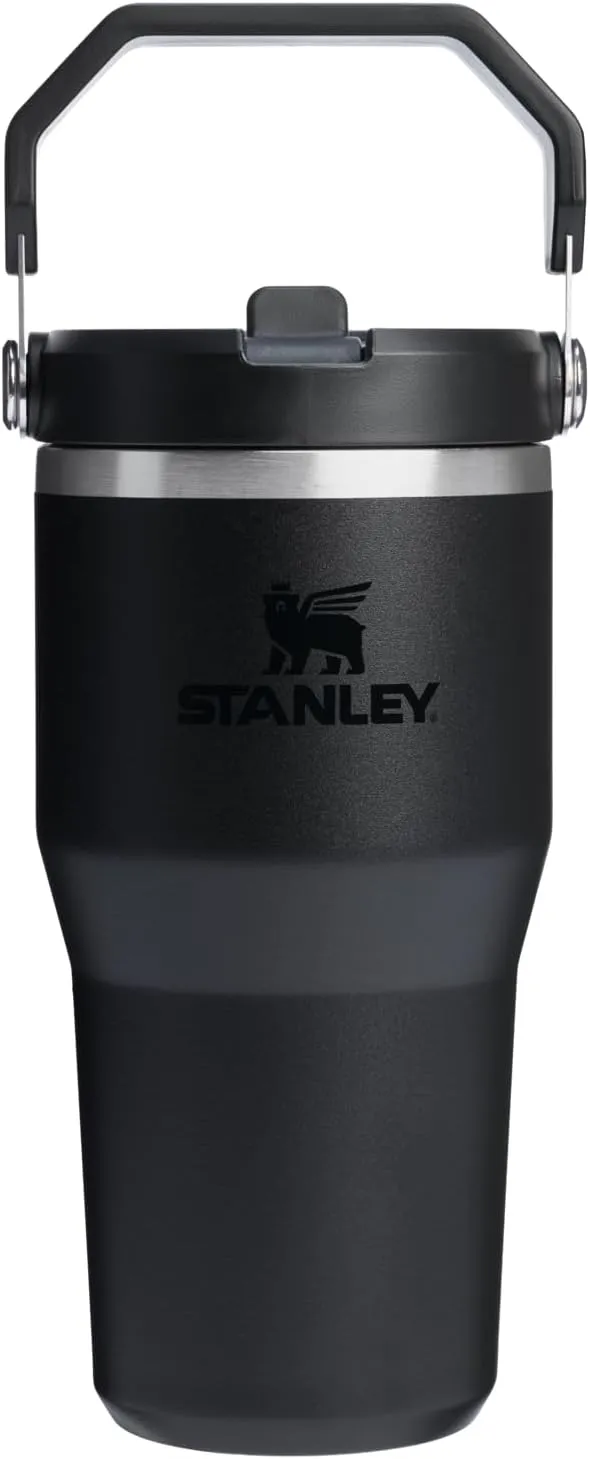 Stanley IceFlow 2.0 Flip Straw Tumbler with Handle 20 oz | Twist On Lid and Flip Up Straw | Leak Resistant Water Bottle | Insulated Stainless Steel | BPA-Free | Black 2.0