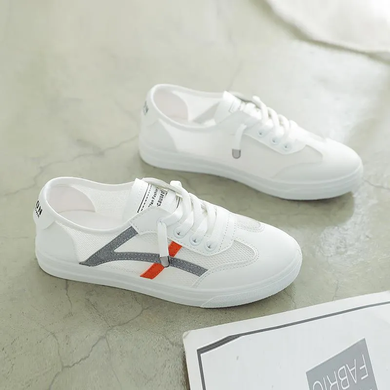 storexq White Shoes Women's Shoes  Summer New Versatile Casual Flat Breathable Board Shoes Mesh Women's Shoes Sneaker